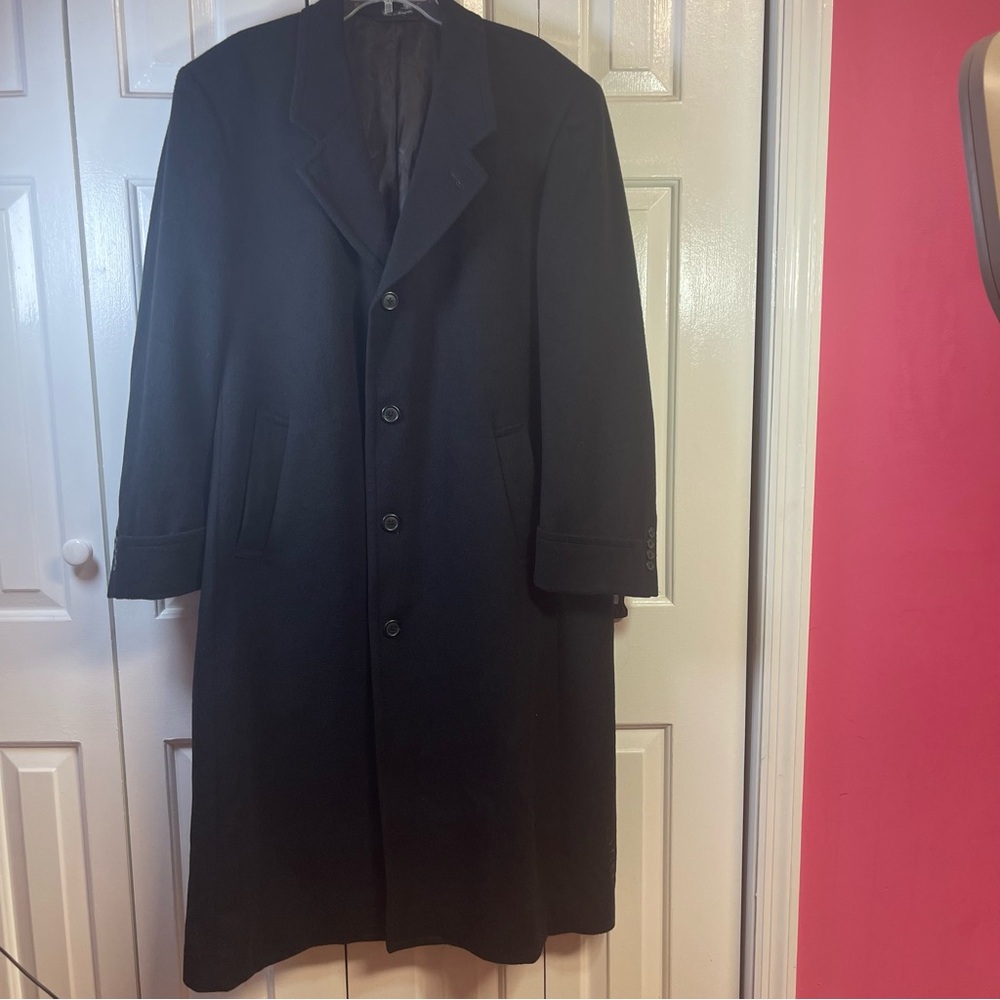 42 Regular Wool/Cashmere‎ Blend Black Trench coat Excellent Condition R5